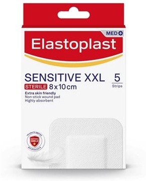 Packshot of the Elastoplast XXL Sensitive dressing plaster