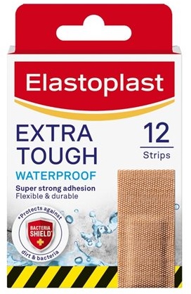 Packshot of Elastoplast Extra Tough Waterproof plasters