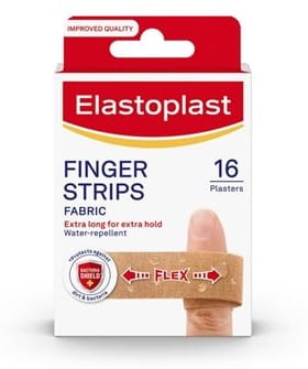 Packshot of Elastoplast Fabric Finger Strips plasters