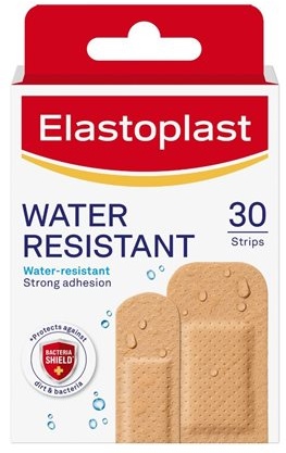 Packshot of Elastoplast Water Resistant 30 strips assorted